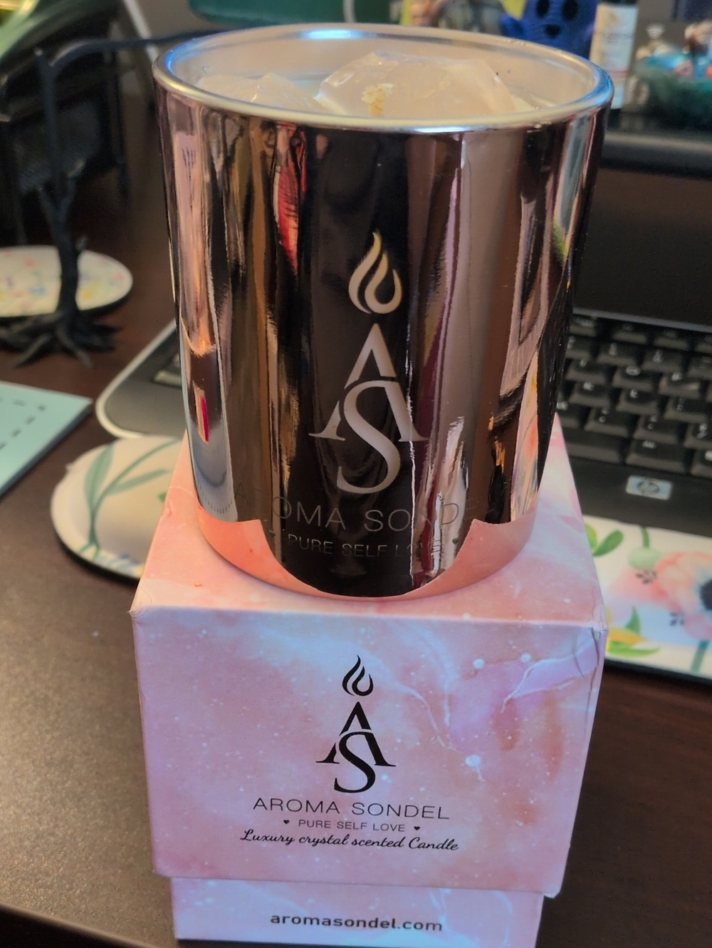 Aroma Sondel Rose Gold Luxury Scented Candle Pure Self Love